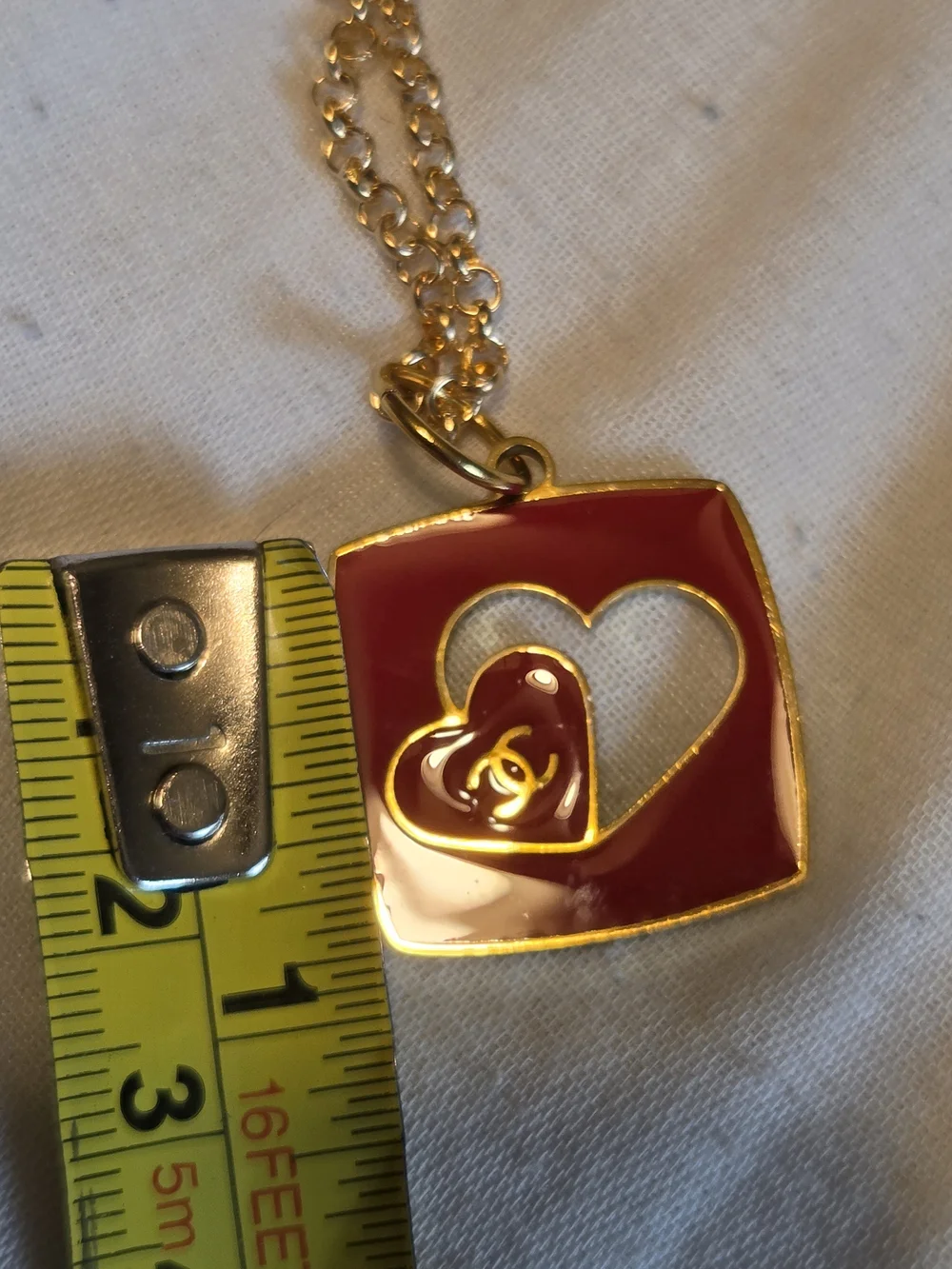CHANEL Red Heart Double Pendant